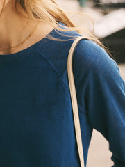 Wanda cotton & linen 3/4 sleeve t-shirt - Indigo
