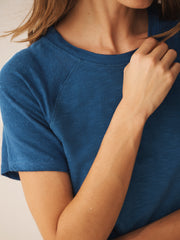 Wanda cotton & linen crew neck t-shirt - Indigo