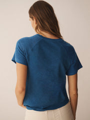 Wanda cotton & linen crew neck t-shirt - Indigo