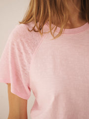 Wanda cotton & linen crew neck t-shirt - Pale Pink