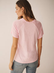 Wanda cotton & linen crew neck t-shirt - Pale Pink