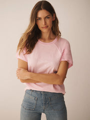 Wanda cotton & linen crew neck t-shirt - Pale Pink
