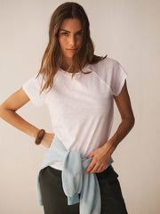 Wanda cotton & linen crew neck t-shirt - White