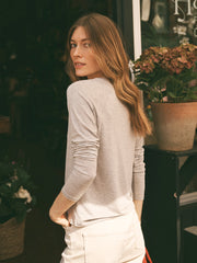 Wanda v-neck long sleeve top - Light Grey