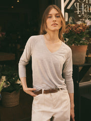 Wanda v-neck long sleeve top - Light Grey