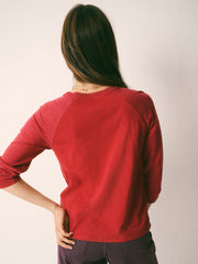 Wanda cotton & linen 3/4 sleeve t-shirt - Red