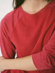 Wanda cotton & linen 3/4 sleeve t-shirt - Red