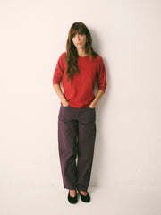 Wanda cotton & linen 3/4 sleeve t-shirt - Red