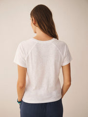 Wanda cotton & linen V neck t-shirt - White