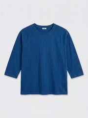 Wanda cotton & linen 3/4 sleeve t-shirt - Indigo | NRBY Clothing