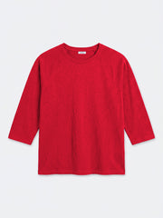 Wanda cotton & linen 3/4 sleeve t-shirt - Red | NRBY Clothing