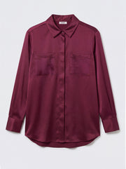 Yves silk satin shirt - Plum Noir