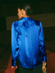 Yves silk satin shirt - Cobalt Blue | NRBY Clothing