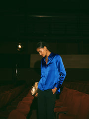 Yves silk satin shirt - Cobalt Blue | NRBY Clothing