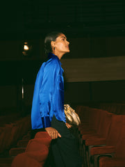 Yves silk satin shirt - Cobalt Blue | NRBY Clothing