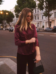 Yves silk satin shirt - Plum Noir