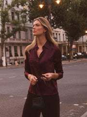Yves silk satin shirt - Plum Noir