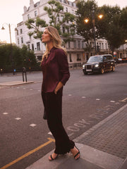 Yves silk satin shirt - Plum Noir