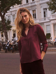 Yves silk satin shirt - Plum Noir
