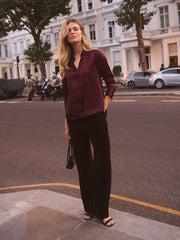 Yves silk satin shirt - Plum Noir