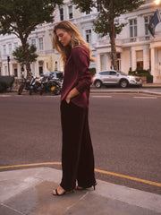 Yves silk satin shirt - Plum Noir