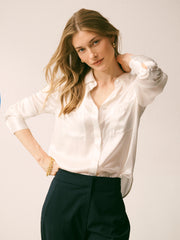 Yves silk satin shirt - Ivory