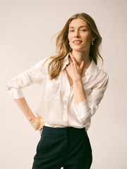 Yves silk satin shirt - Ivory