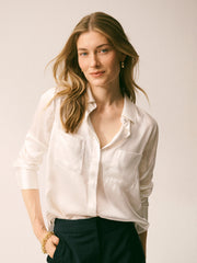 Yves silk satin shirt - Ivory
