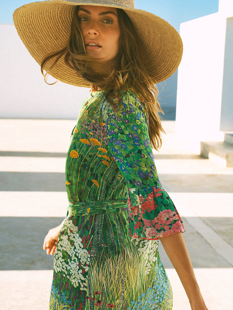 Zafia silk garden path print dress | Luxury Women's Dress | NRBY Clothing