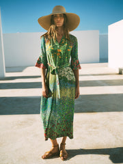 Zafia silk garden path print dress | NRBY Clothing