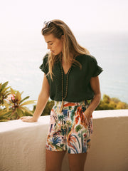 Zelda gauze linen top - Khaki | NRBY Clothing
