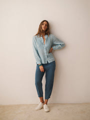 Nicole Silk Parachute Trouser - Bluestone