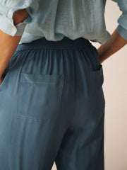 Nicole Silk Parachute Trouser - Bluestone