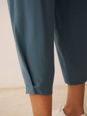 Nicole Silk Parachute Trouser - Bluestone