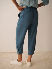 Nicole Silk Parachute Trouser - Bluestone