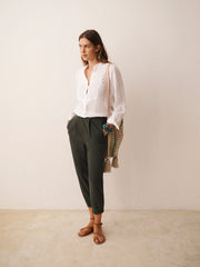 Zoe Gauze Linen Pleated Shirt - White