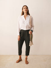 Nicole Silk Parachute Trouser - Khaki