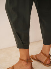 Nicole Silk Parachute Trouser - Khaki