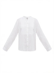 Zoe Gauze Linen Pleated Shirt - White