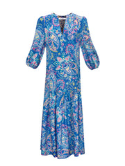 Ashlyn silk painterly paisley print dress