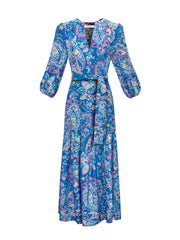 Ashlyn silk painterly paisley print dress