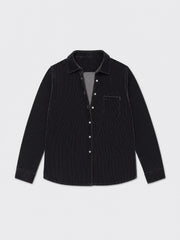 Chiara silk blend velvet pinstripe shirt - Black Pinstripe | NRBY Clothing