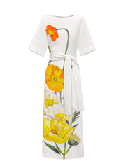 Margie Silk Poppy Print Maxi Dress - Ivory