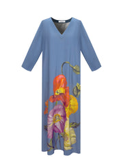 Monique Silk Poppy Print Maxi Dress - Bluestone