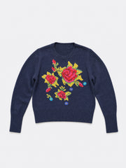 Rozsa embroidered rose Sweater - Navy | NRBY Clothing