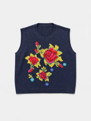 Tabitha embroidered rose tank - Navy | NRBY Clothing