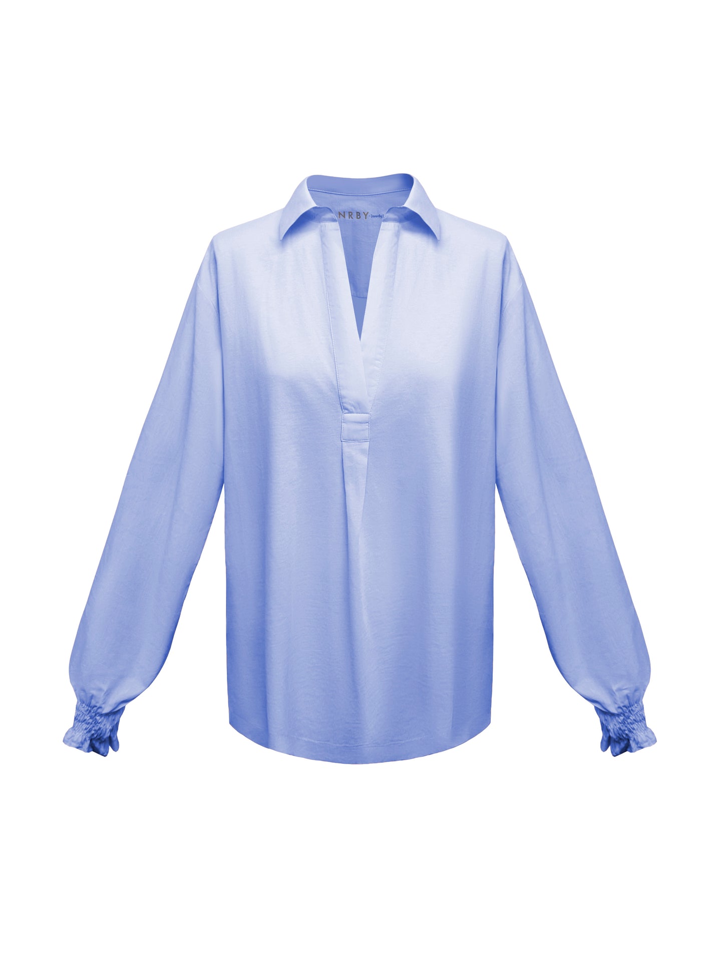 Aria jersey and cotton shirred cuff shirt