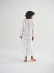 Brooke gauze linen tiered dress - White