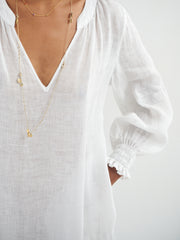 Brooke gauze linen tiered dress - White