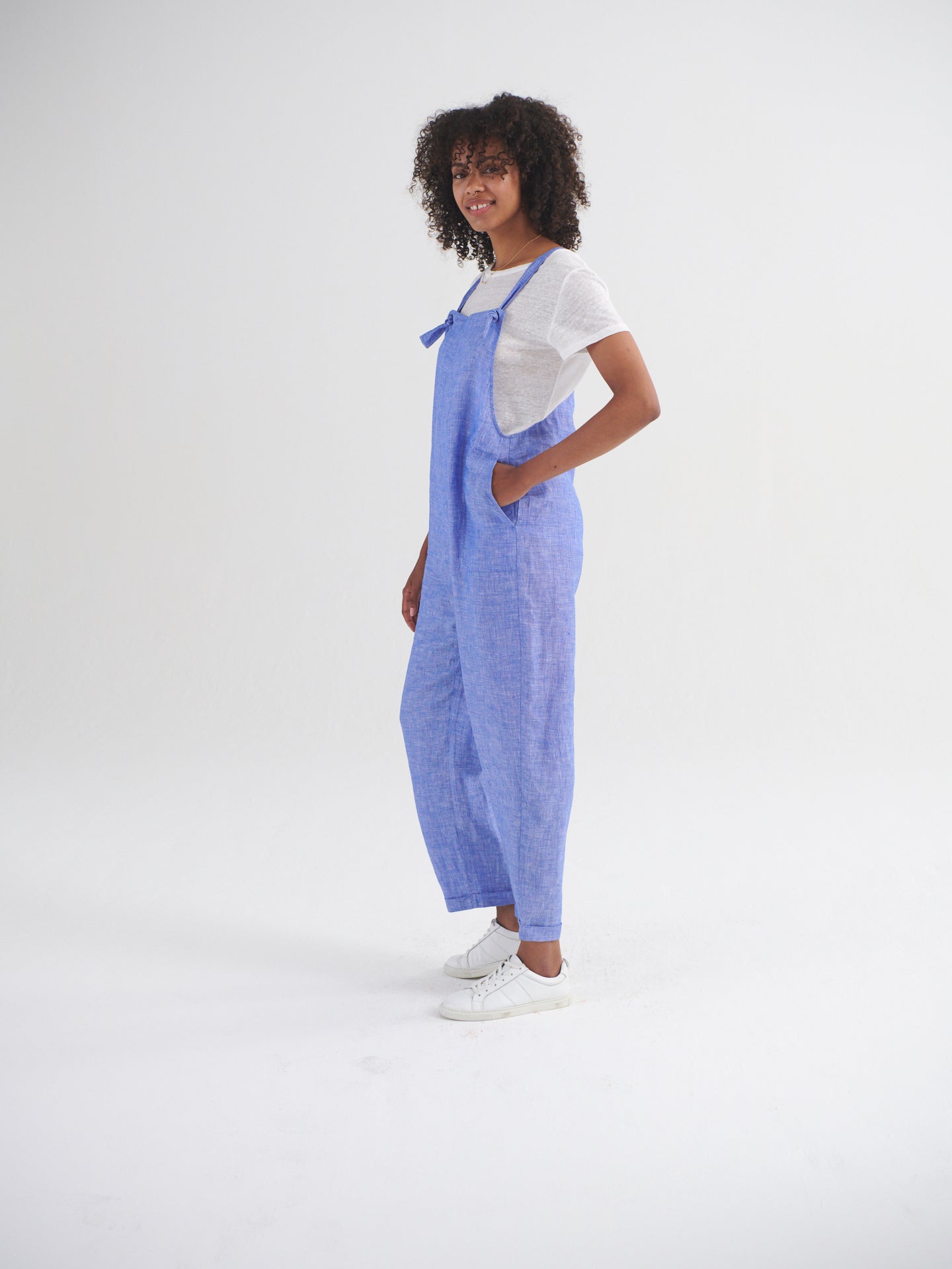 Carrie Linen Dungaree Blue – NRBY